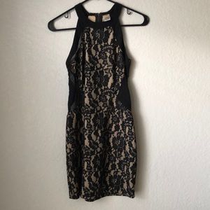 Tan with black lace bodycon